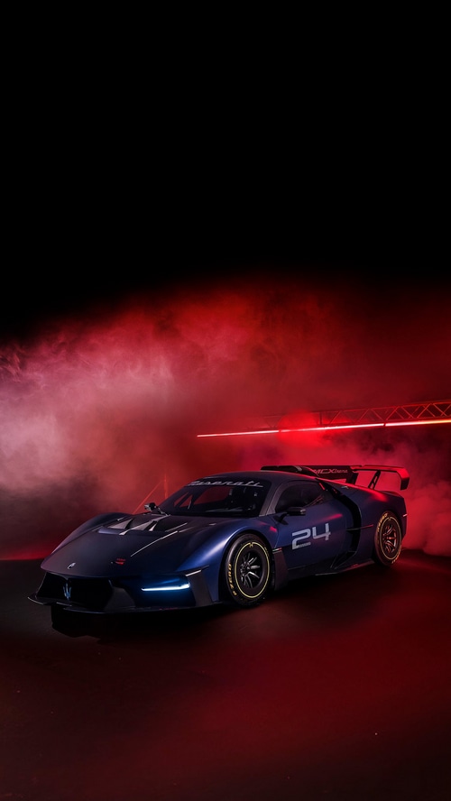 Maserati MCXtreme race car with red smoke