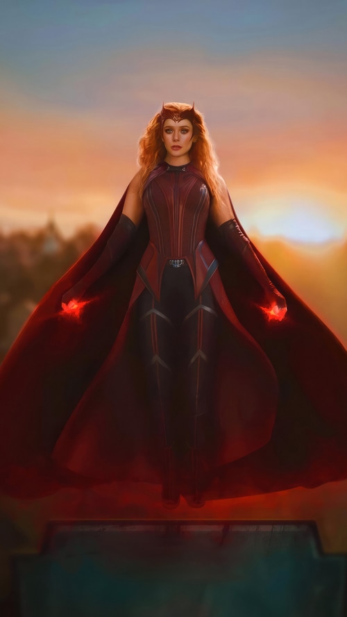 Scarlet Witch with red energy emanating from her hands
