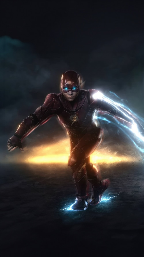 The Flash running with lightning effects