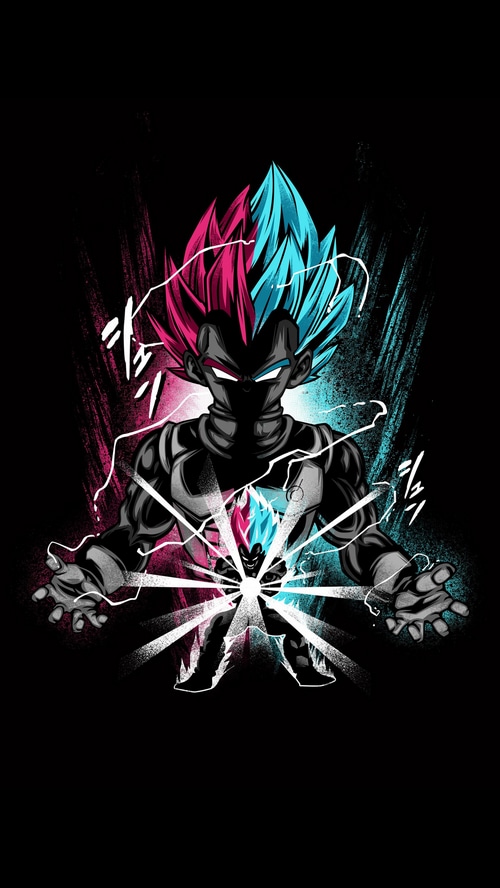Vegeta with split hair colors in Dragon Ball artwork