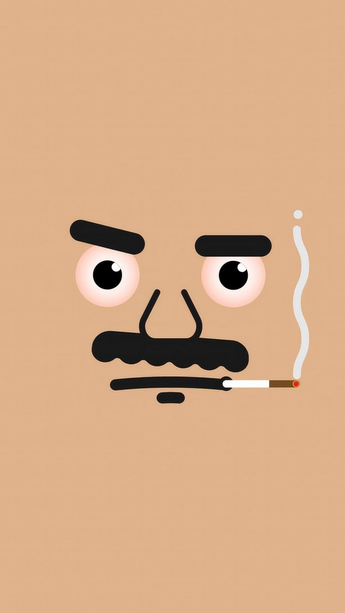 Minimalist artwork of a face smoking
