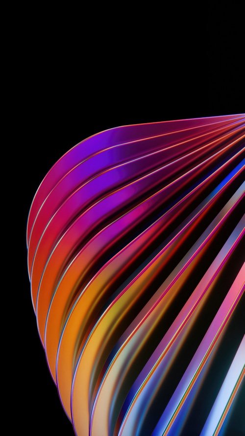 Abstract digital art with colorful metallic ribbons