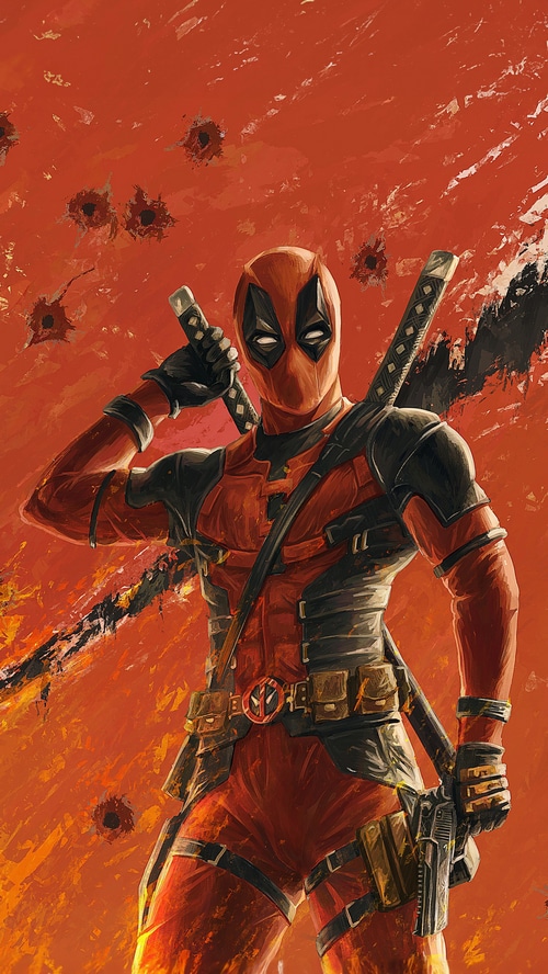 Deadpool with Katanas and Gun