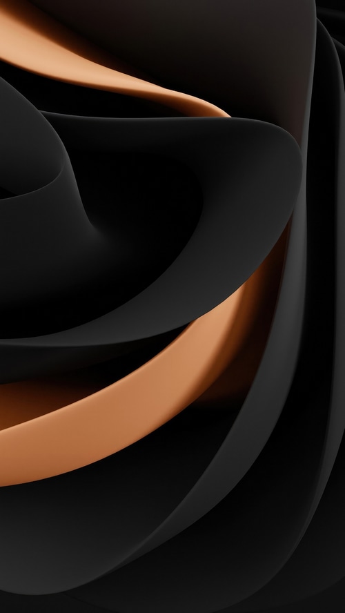 Abstract dark black and bronze flowing shapes