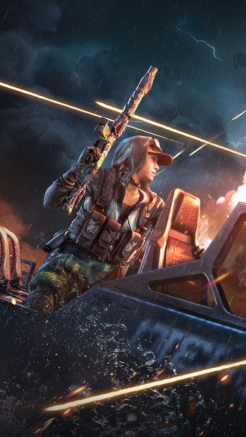 Call of Duty Mobile character in a vehicle