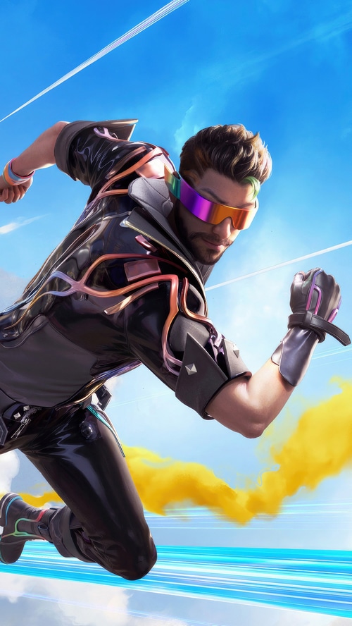 Garena Free Fire character running with yellow smoke