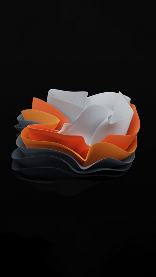 Abstract digital art with orange, white, and gray layers