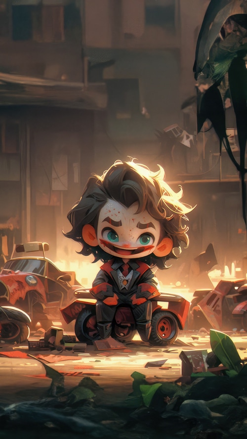 Joker character in a post-apocalyptic setting