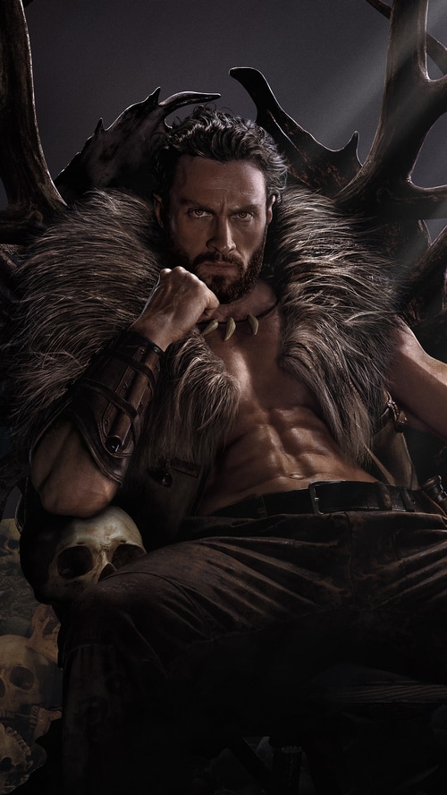 Kraven the Hunter sitting on a throne of antlers