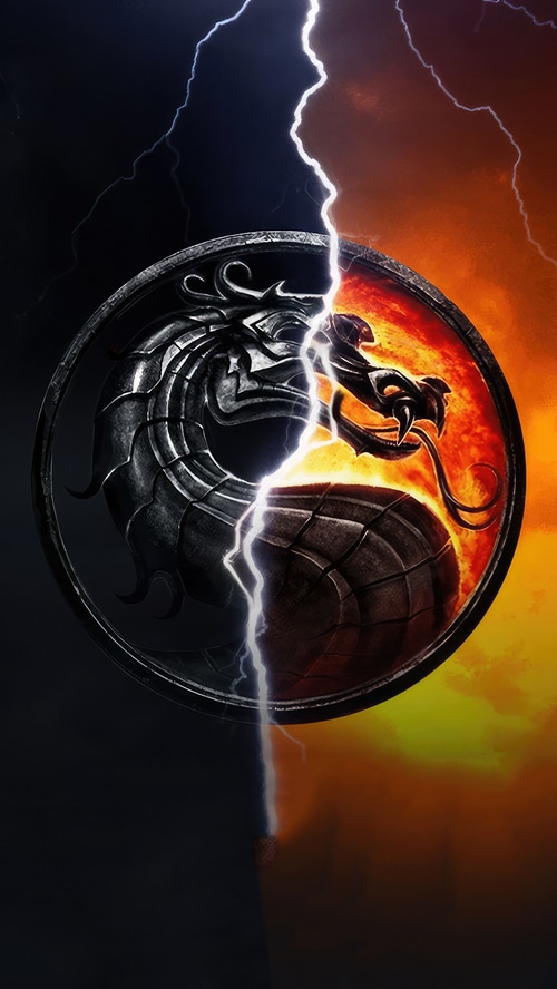 Mortal Kombat Logo with Lightning and Fire