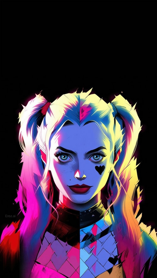 Harley Quinn Digital Art with Black Heart Tattoo