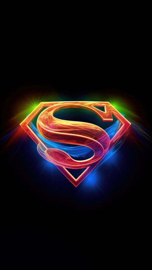 Superman logo with colorful light effects