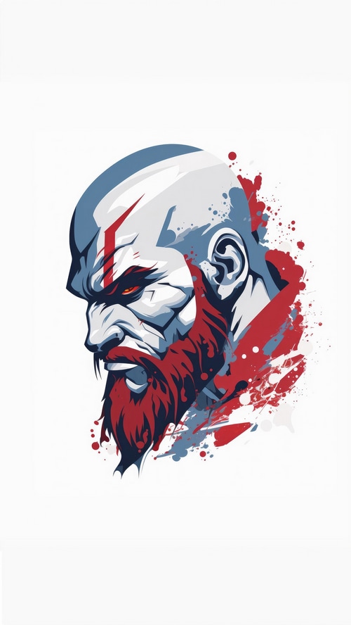 Kratos from God of War, minimalist digital art