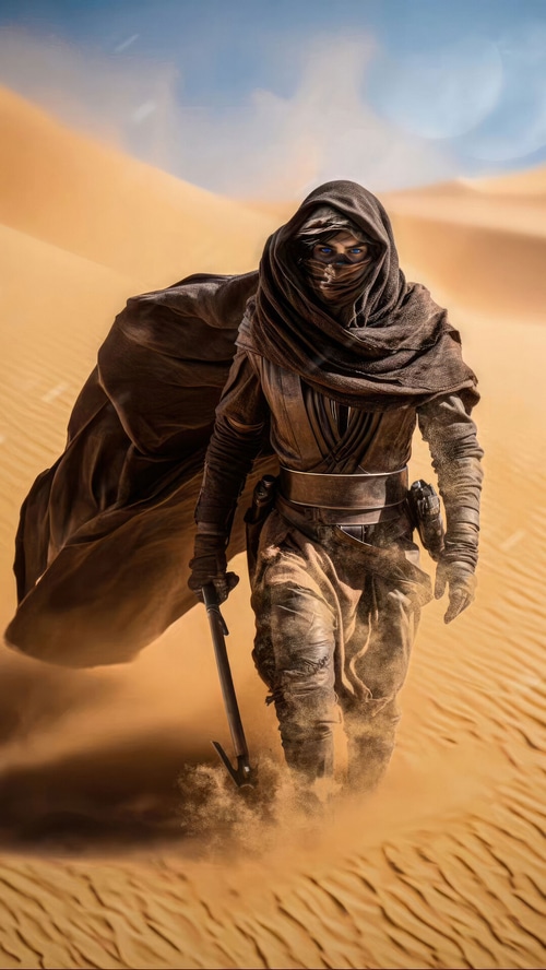 Dune Part Two artwork of a desert warrior