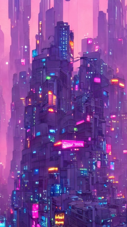 Cyberpunk city with neon lights
