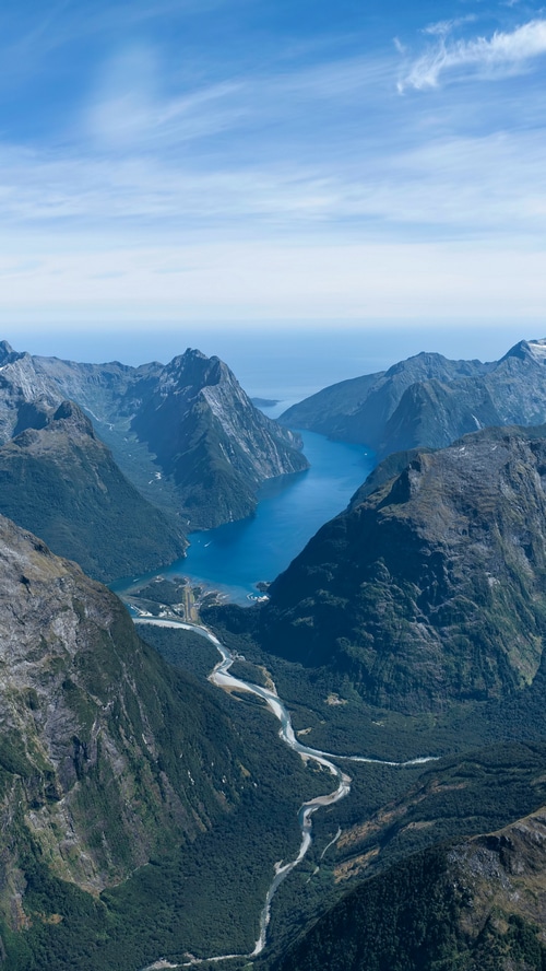 Aerial view of Milford Sound, New Zealand