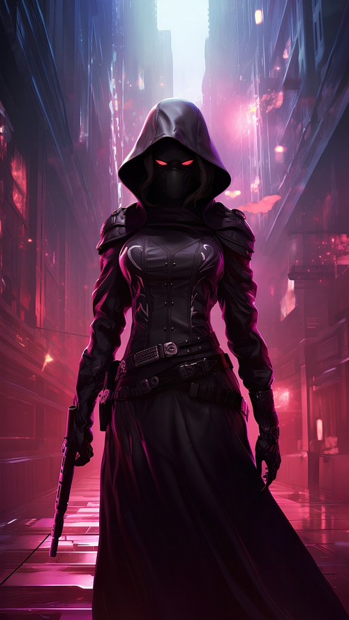 Cyberpunk Assassin in a Neon City