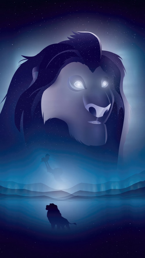 The Lion King minimalist artwork with Mufasa and Simba