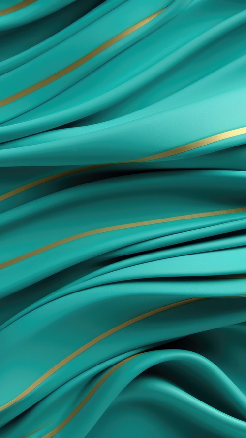 Abstract digital art with gold stripes on teal fabric