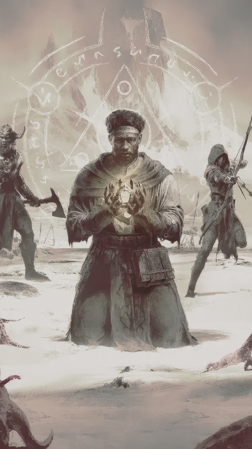 Diablo 4 characters in a ritualistic setting