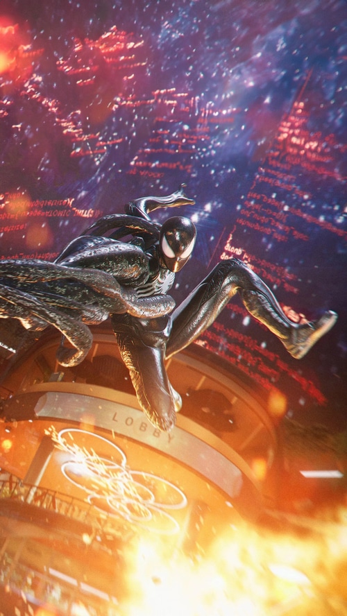 Spider-Man in Venom Suit with Symbiote Tendrils