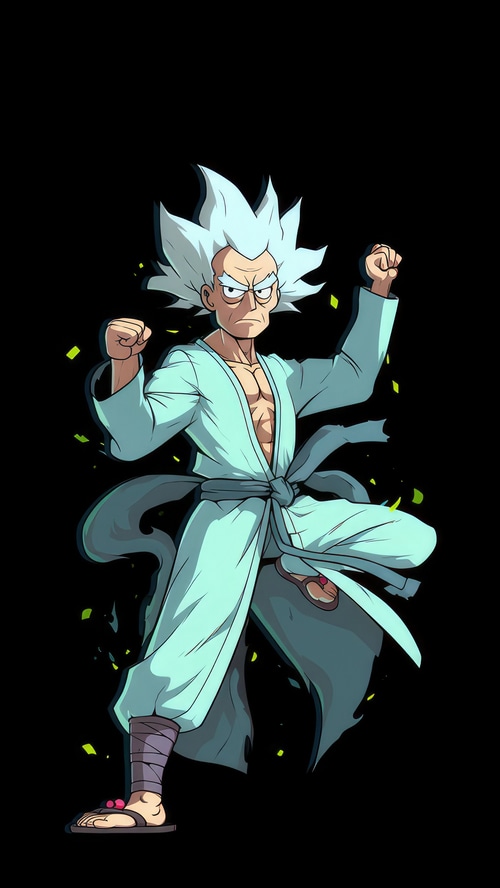 Rick Sanchez in a martial arts pose
