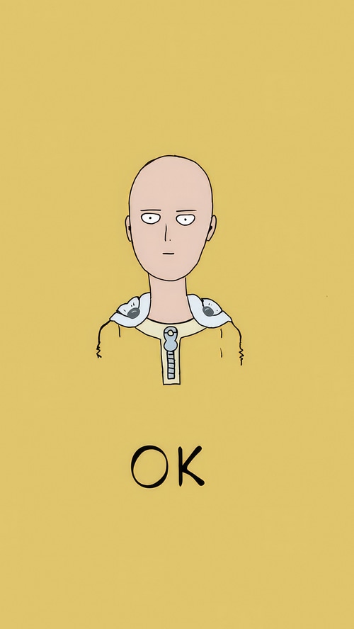 Saitama from One Punch Man with "OK" text