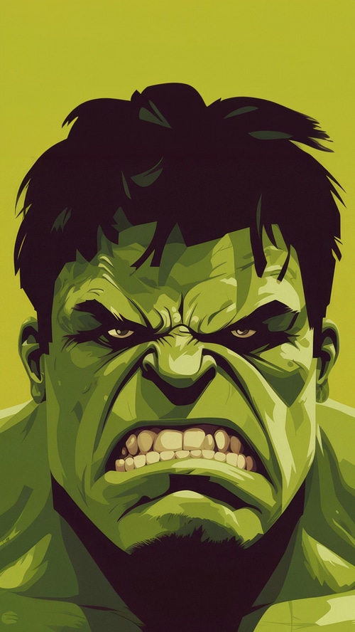 The Hulk's angry face in minimalist art