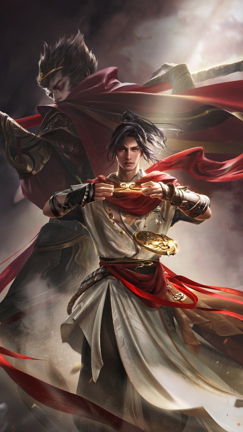 Artwork of Sun Wukong and a young man
