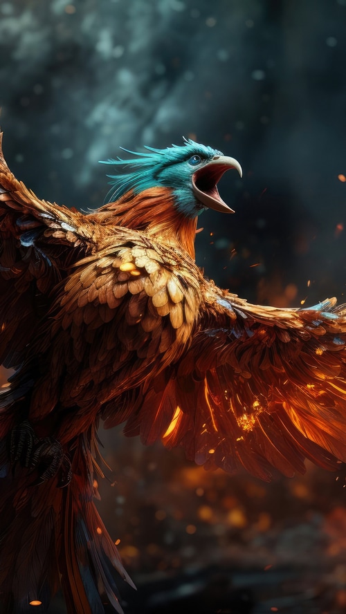 Phoenix artwork with fiery wings