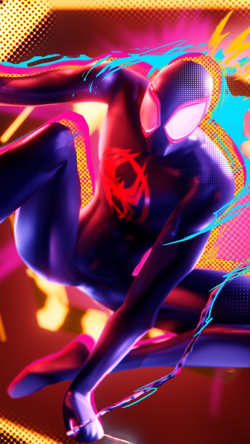 Miles Morales Spider-Man in colorful comic book style