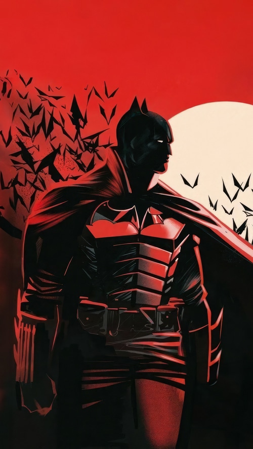 The Batman with Bats and Moon