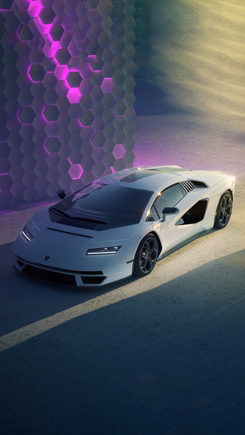 White Lamborghini Countach 4K