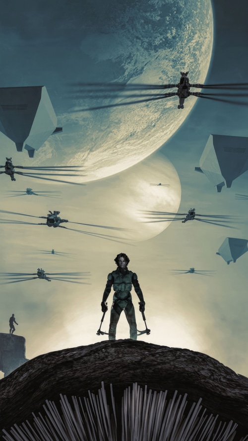 Dune Part Two: Man with tools and spacecrafts
