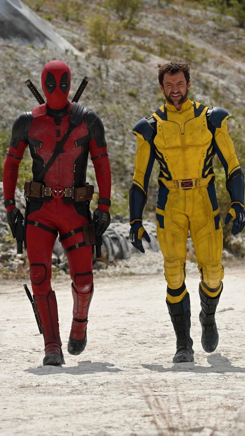 Deadpool and Wolverine in Yellow Suit