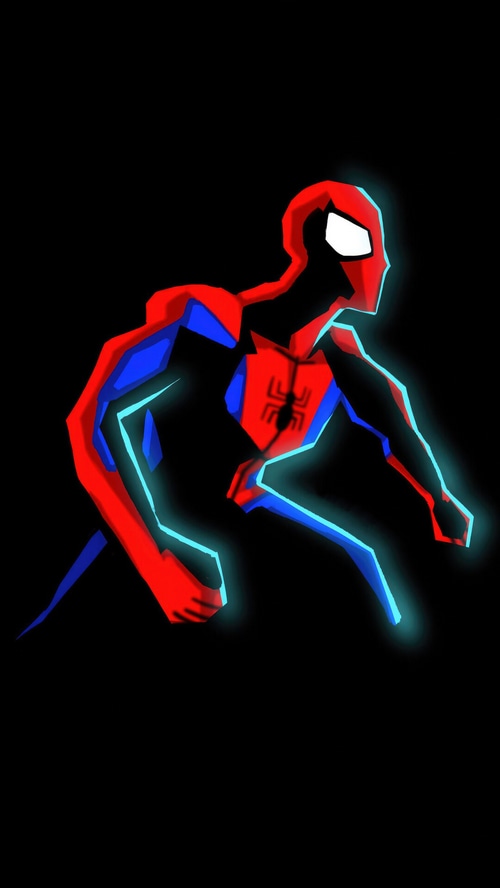 Spider-Man in a minimalist style with neon outlines