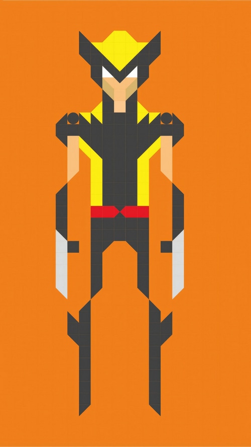 Wolverine from X-Men in pixel art style