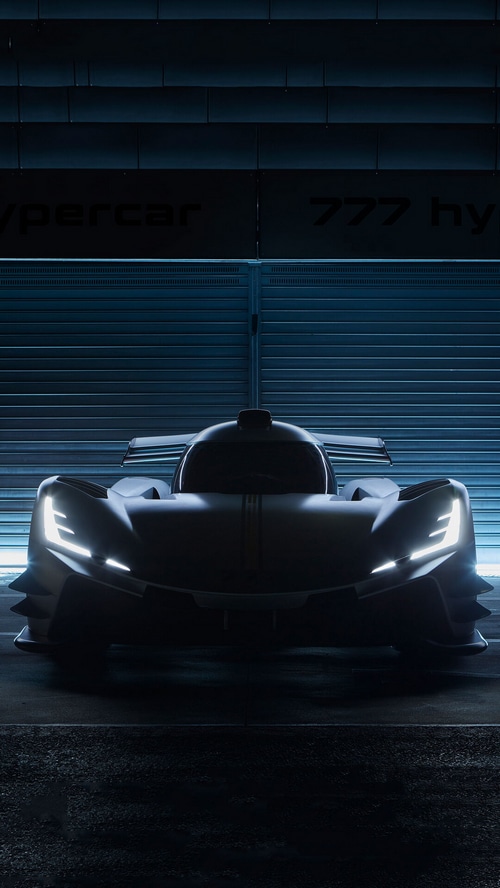 777 Hypercar in a dark garage