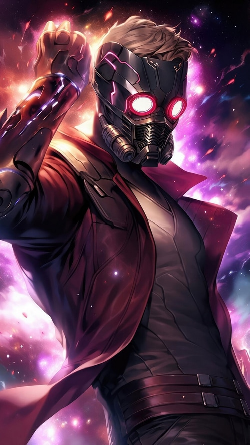 Star Lord artwork with cosmic background