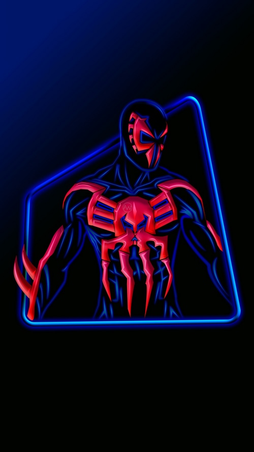 Spider-Man 2099 Artwork with Neon Outline