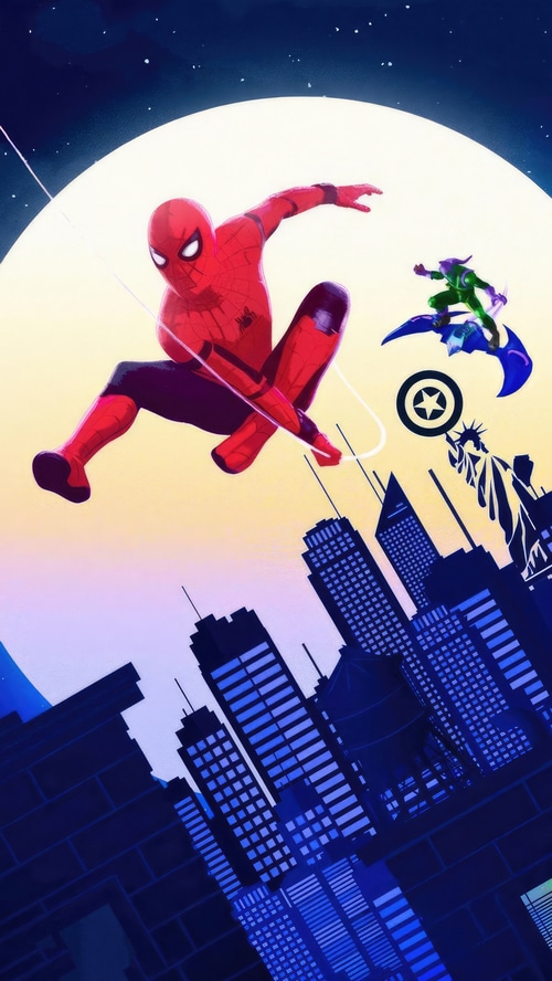 Spider-Man and Green Goblin over New York City