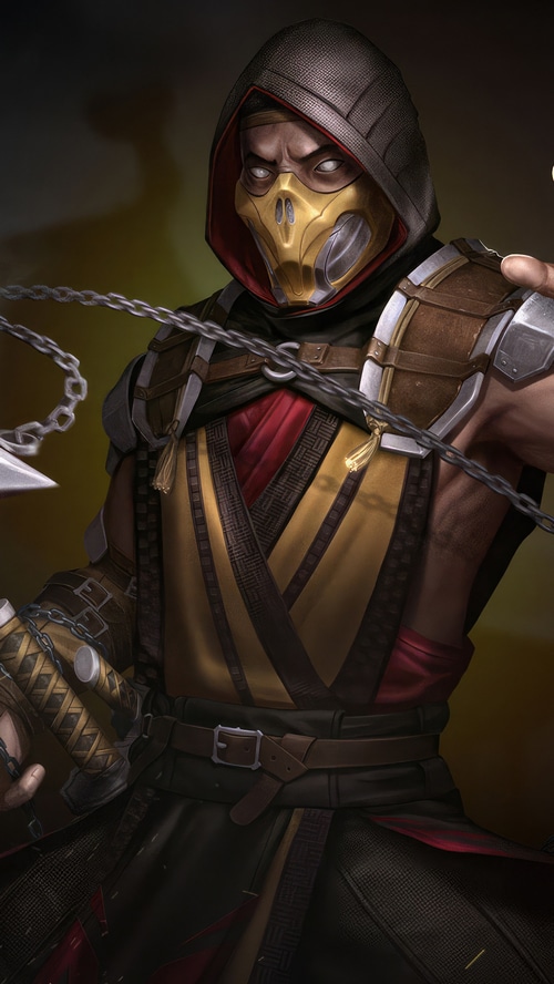 Scorpion from Mortal Kombat with chain weapon
