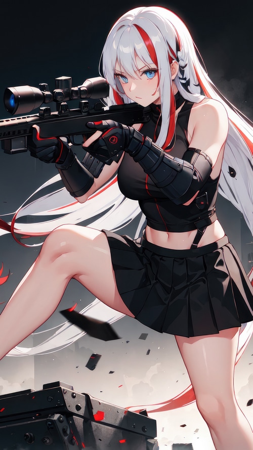 Anime girl with sniper rifle