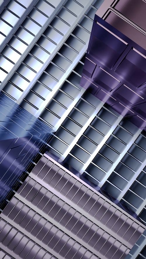 Abstract digital art with metallic textures and geometric shapes