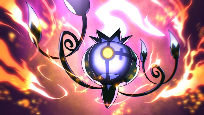 Chandelure Pokémon with fiery background