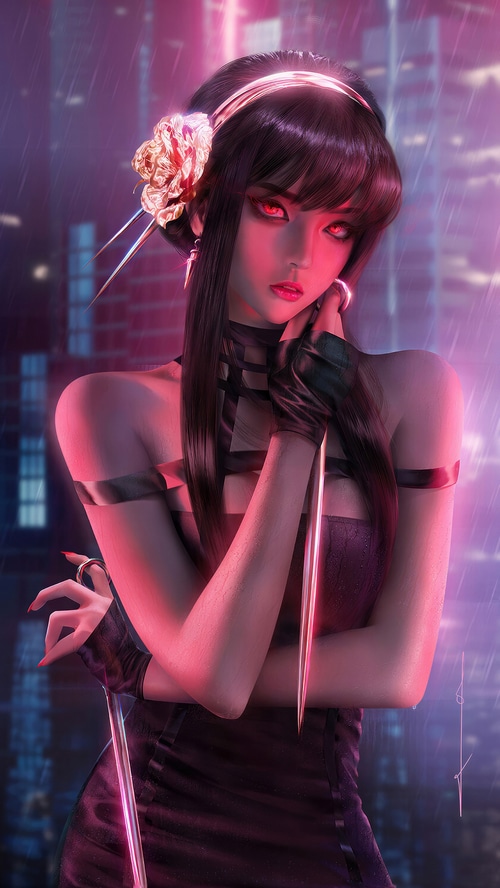 Yor Forger from Spy x Family with knives