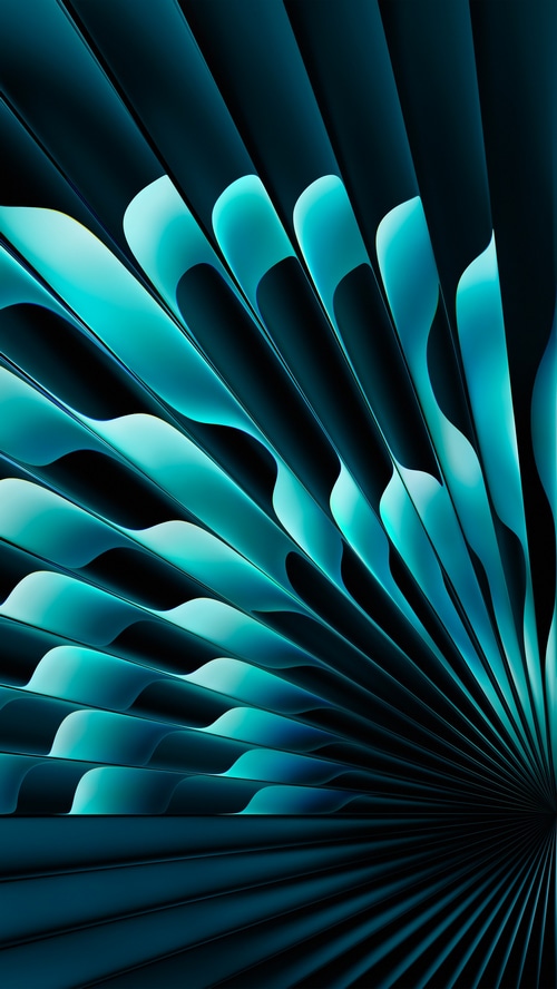 Abstract teal and black wavy lines