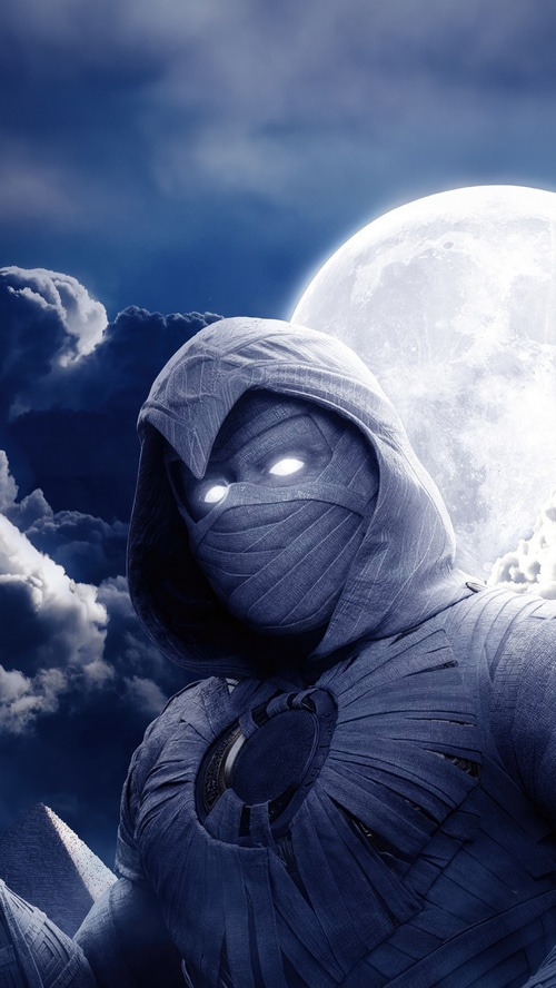 Moon Knight in front of the moon