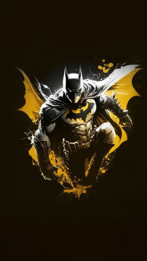 The Batman Artwork with Yellow Accents