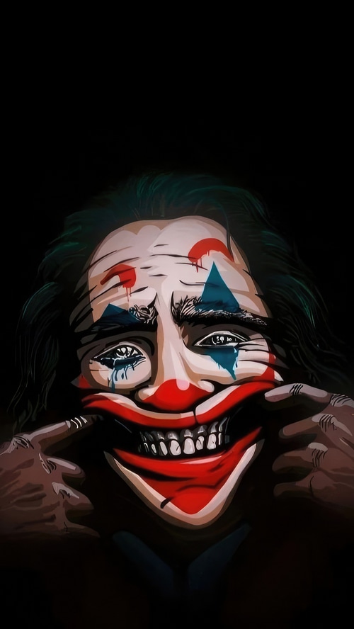 Joker artwork with crying clown face
